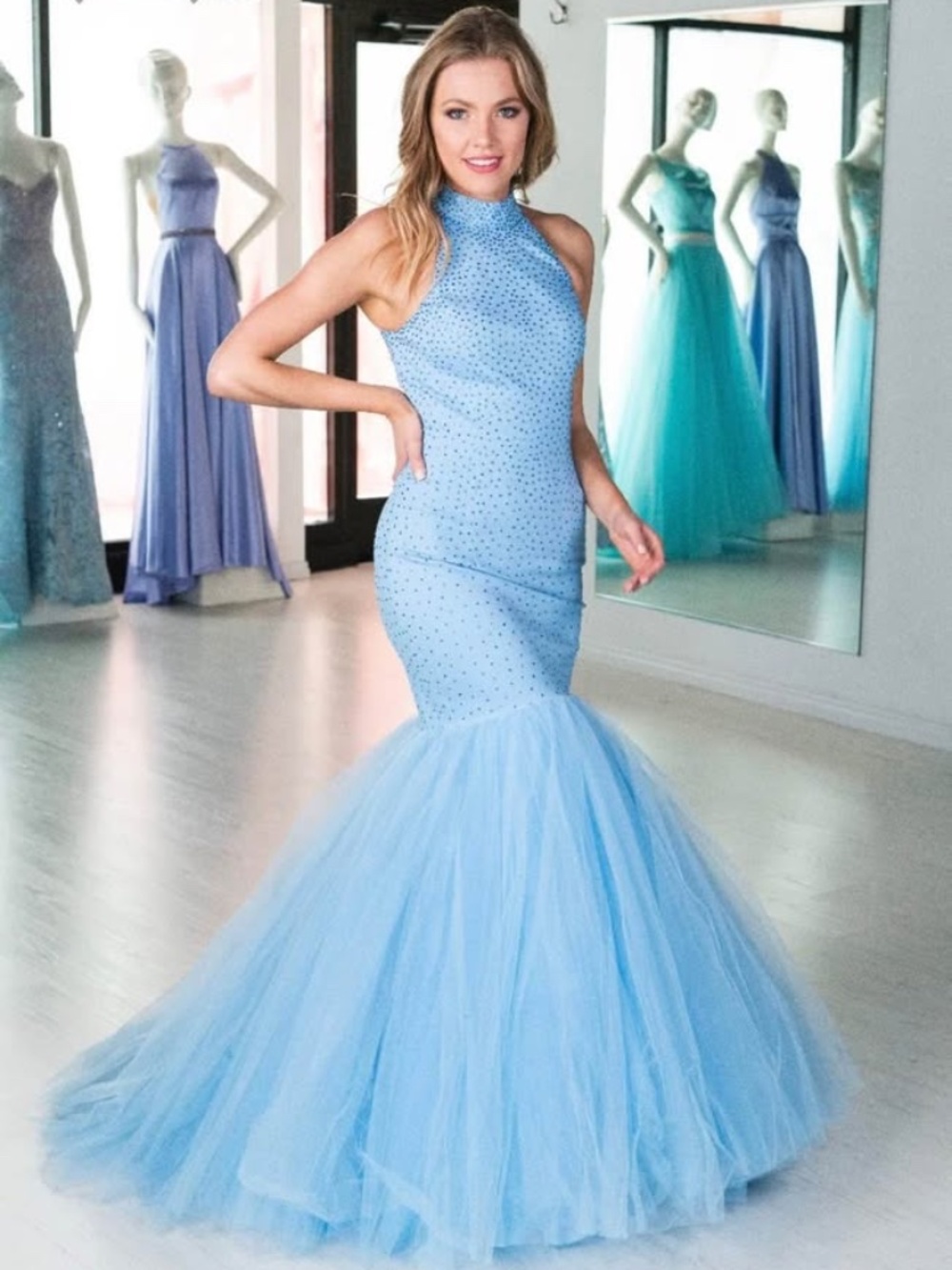 Sherri Hill 51779 Mermaid Size 2 Formal Gown Long Prom Style Dress Size 2 blue